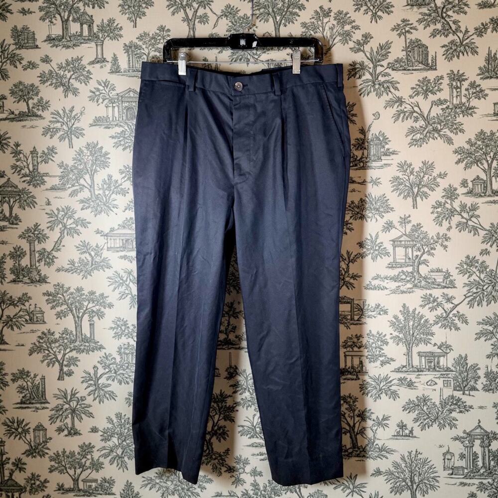 Brooks Brothers Men's 38x30 St Andrews Links Navy Blue Pleated Front Golf Pants